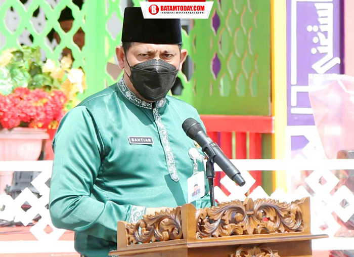 Ketua Panitia Pelaksana MTQ Kabupaten Anambas, Sahtiar menyampaikan laporan perhelatan MTQ